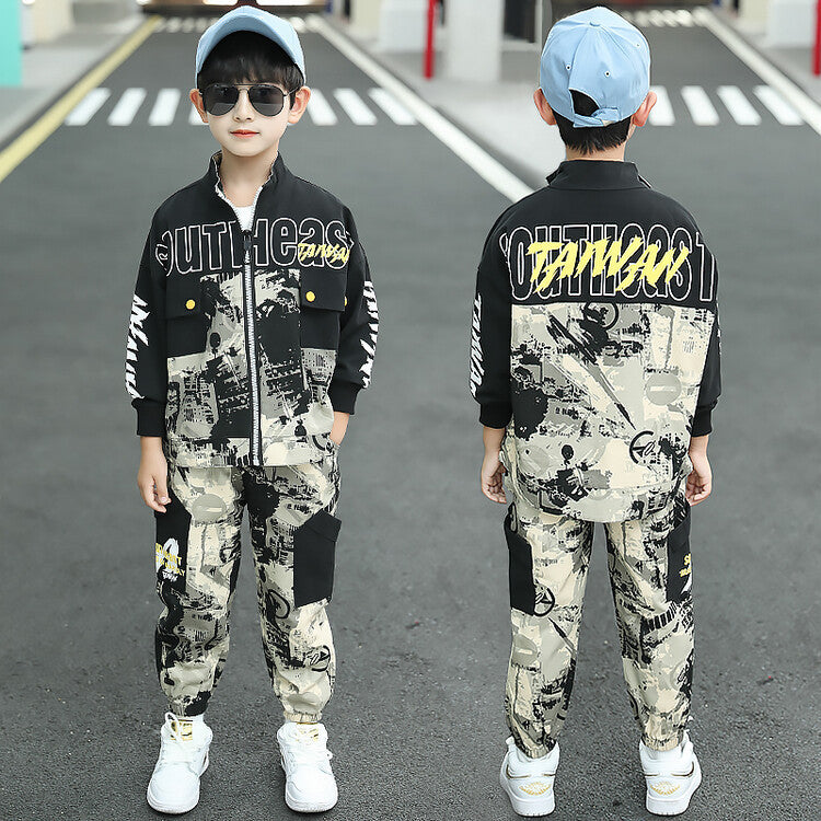 Children Fashion Casual Exercise Sweater Pants Suit