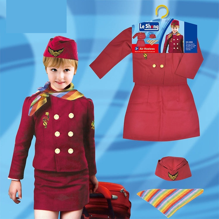 Children's Captain Clothing Girls Stewardess Clothing Holiday Party Performance Wear